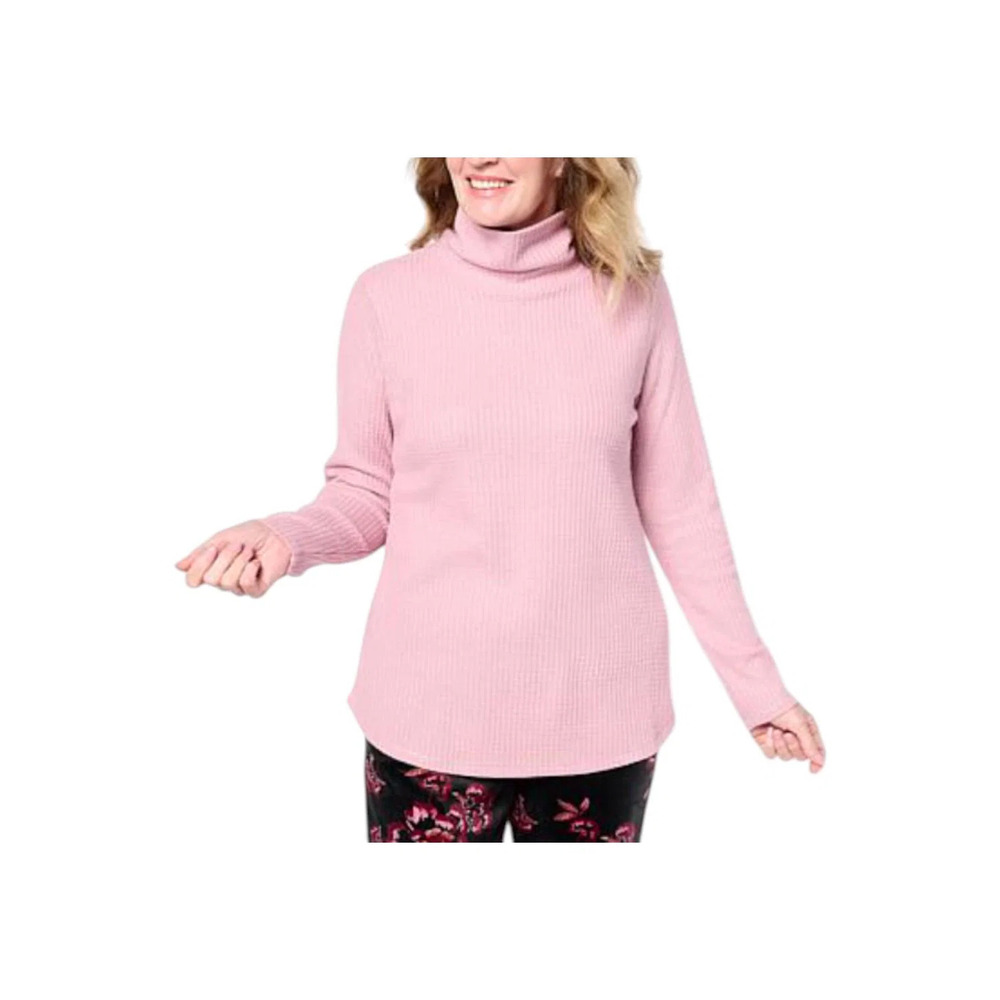 Comfort Code Women's Shimmer Waffle Knit Funnel Neck Top Mauve Haze - Regular